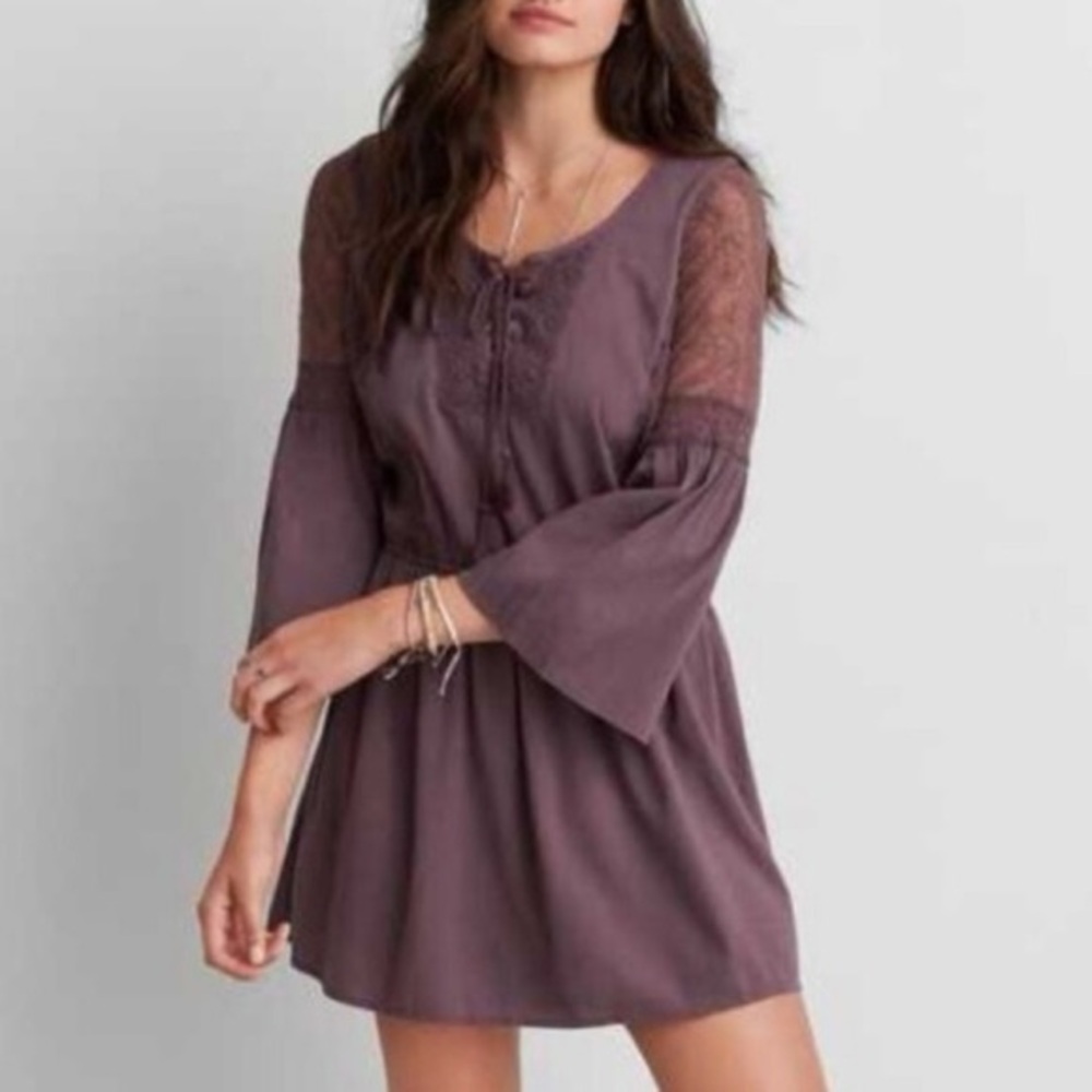 American Eagle boho Mauve purple lavender mini dress XS